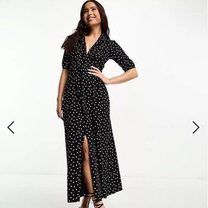 ASOS Midi tea dress with collar in spot
